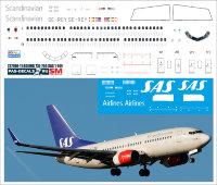 Лазерная декаль на Boeing 737-700 SAS new в масштабе 1/144. 