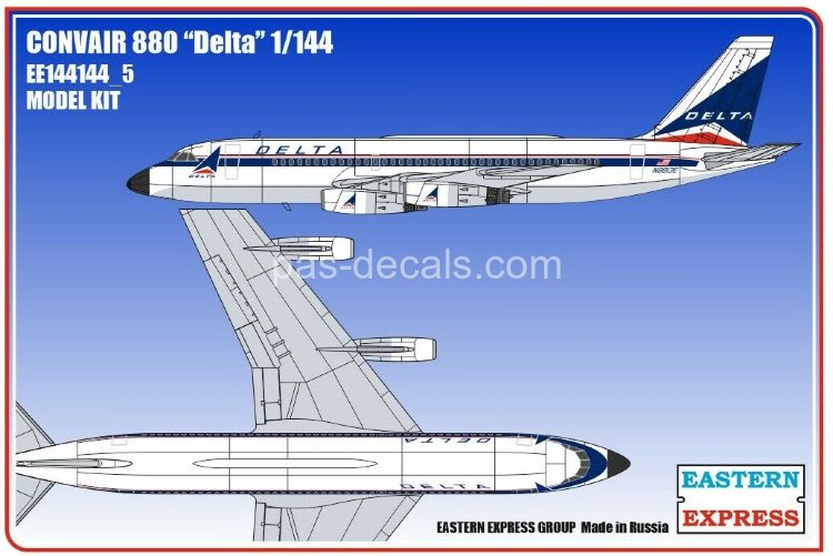 Сборная Модель самолета Convair 880 масштаб 1/144 (пластик) Delta