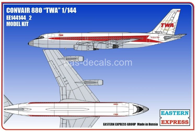 Сборная Модель самолета Convair 880 масштаб 1/144 (пластик) TWA