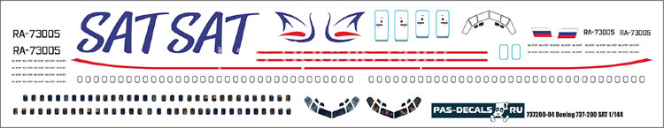 Laser decal for Boeing 737-200 SAT 1/144