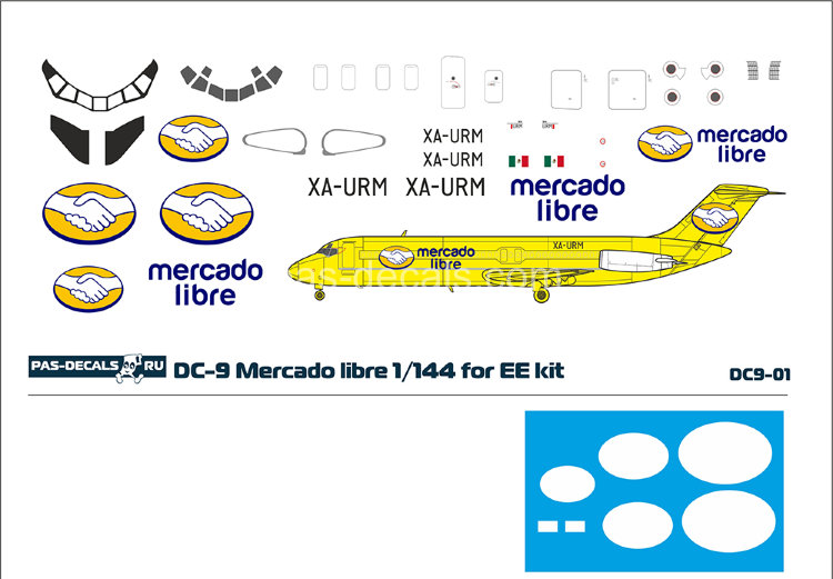Лазерная декаль для DC-9 Mercado libre 1/144