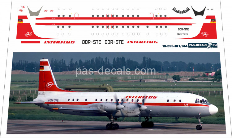 Декаль на Il-18 Interflug 1/144