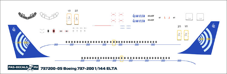 Laser Decal for Boeing 737-200 IAI ELTA 1/144