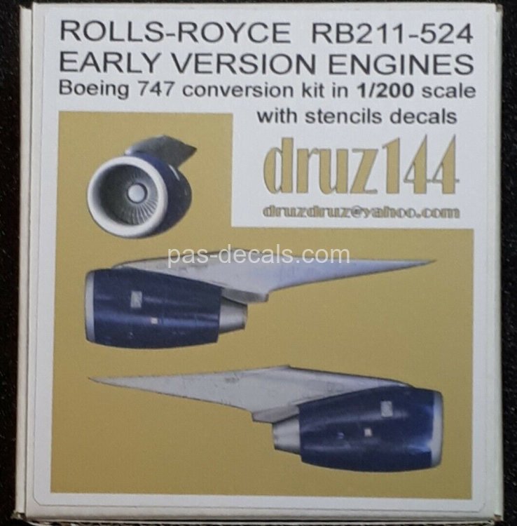 ROLLS-ROYCE RB211-524 EARLY VERSION ENGINES in 1/200 scale for B-747 conversion