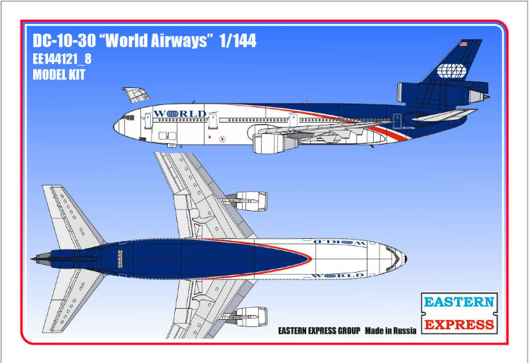 Сборная Модель самолета DC-10-30 World Airways 144121-8 масштаб 1/144