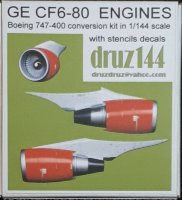 GE CF6-80 ENGINES for Boeing 747-400 in1/144 scale conversion kit with stencils