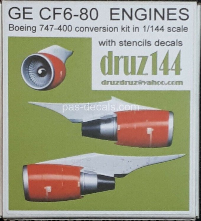 GE CF6-80 ENGINES for Boeing 747-400 in1/144 scale conversion kit with stencils