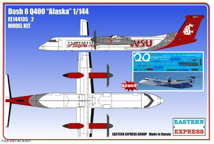 Сборная модель самолета Eastern Express 1/144 Dash 8 Q400 Alaska EE144135_2