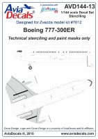 Технические надписи декаль На Boeing 777-300 Звезда 1/144