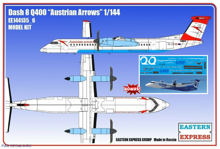 Сборная модель самолета Eastern Express 1/144 Dash 8 Q400 Austrian Arrows EE144135_6