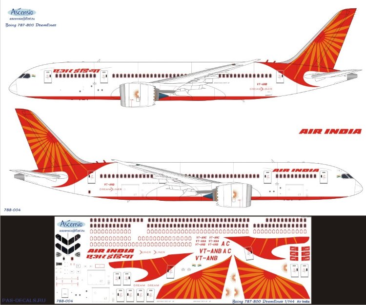 788-004 Boing 787-800 Air India 1/144