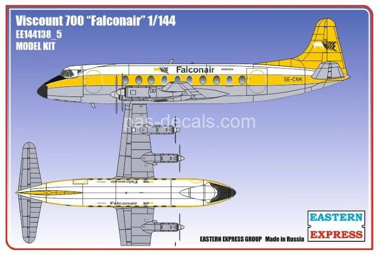 1/144  Сборная модель самолета Viscount 700 Falcon Air