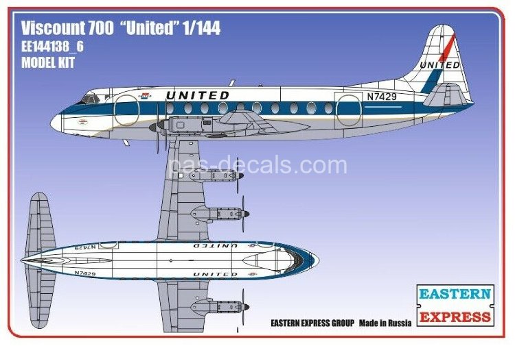 1/144  Сборная модель самолета Viscount 700 United