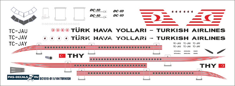 Laser decal for DC10-10 Eastern express 1/144 Turkish
