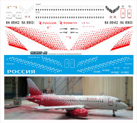 Лазерная декаль на модель самолета SJ100 (Звезда 7009) Авиакомпания Россия 1/144
