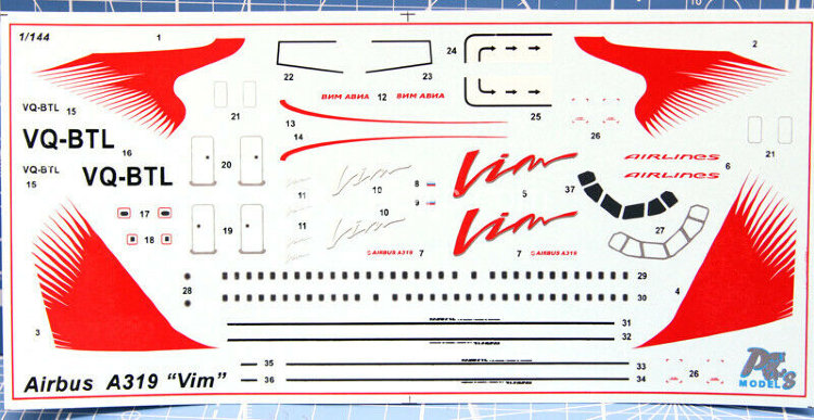 Laser decal for Airbus A 319 (1/144) Vim-Avia