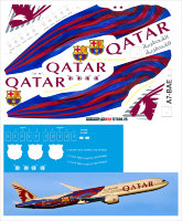 Лазерная декаль на Boeing 777-300 Qatar FC Barselona 1/144