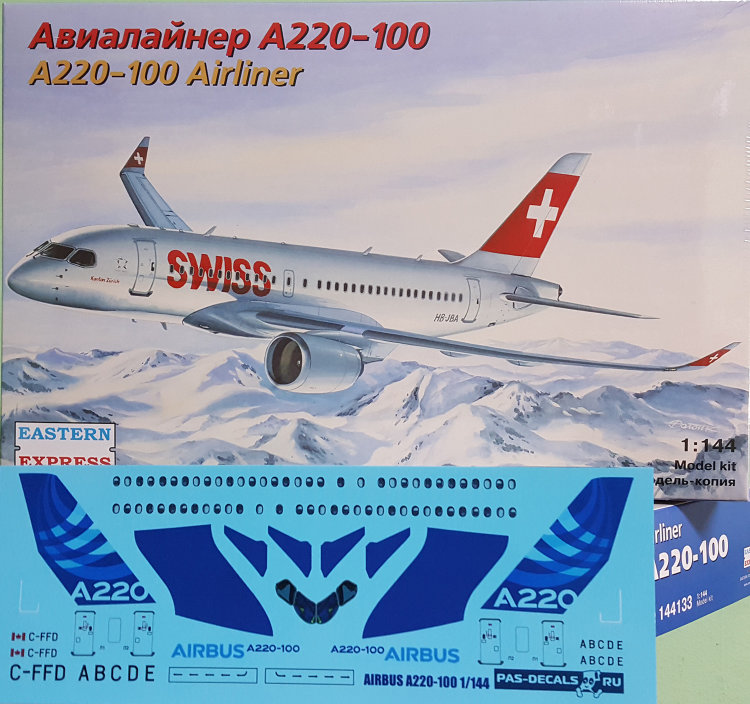 Сборная модель самолета Airbus A220-100 ( ex Bombardier CS-100 ) Swiss / Delta / Demo 1/144