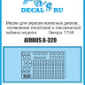 Маски для окраски стеклянных элементов пилотской кабины, дисков и пассажирского салона А-320 Звезда 1/144