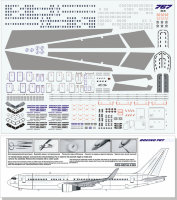 767 Лист технички на все типы Boeing 767 масштаб 1/144 Лазерная декаль